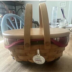 Longaberger Tan Basket with Red Accents